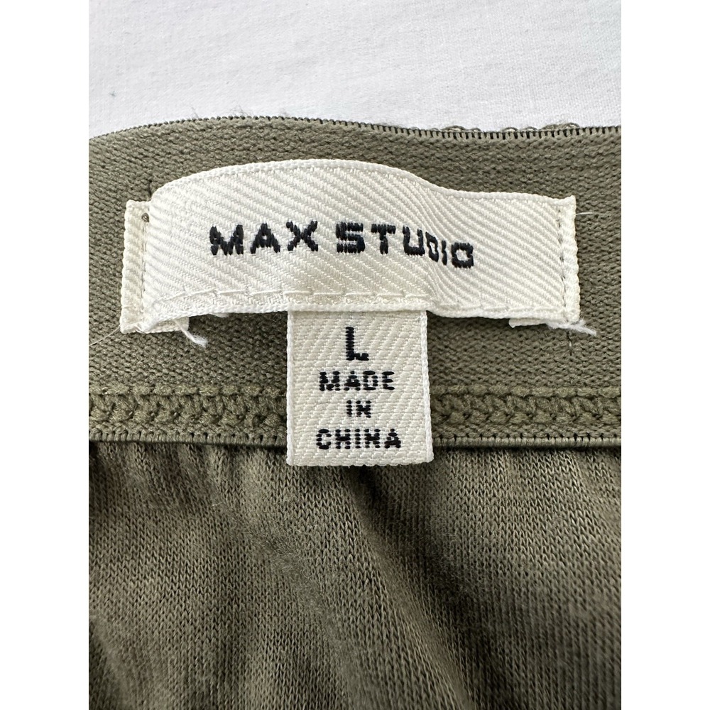 Max Studio Green Tiered Textured Knit Midi Skirt With Elastic Waist Flat Front L - Picture 3 of 9